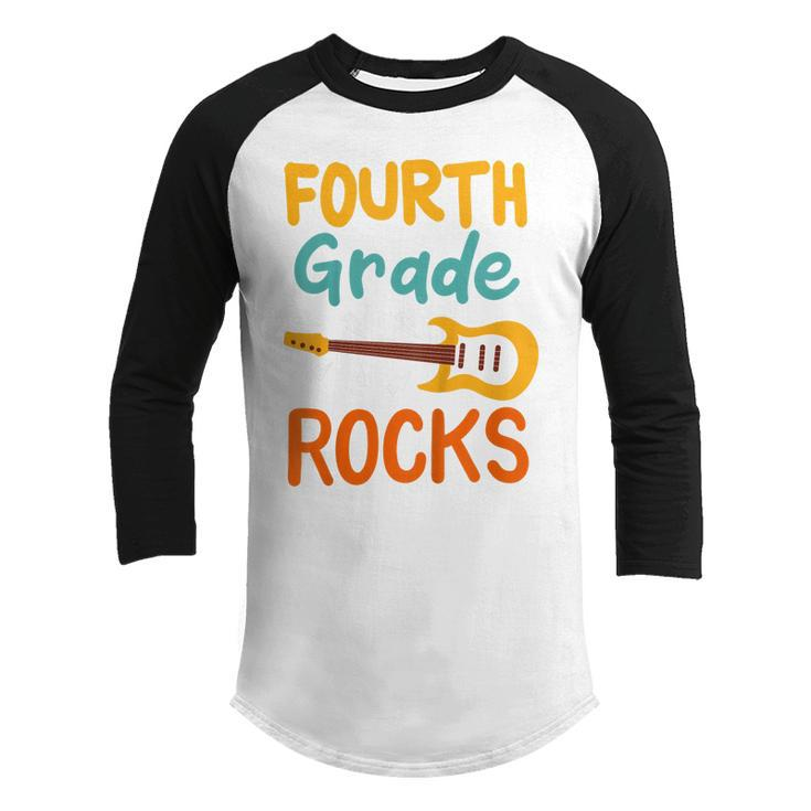 Kids 4Th Grade Fourth Grade Rocks Back To School Guitar  Youth Raglan Shirt