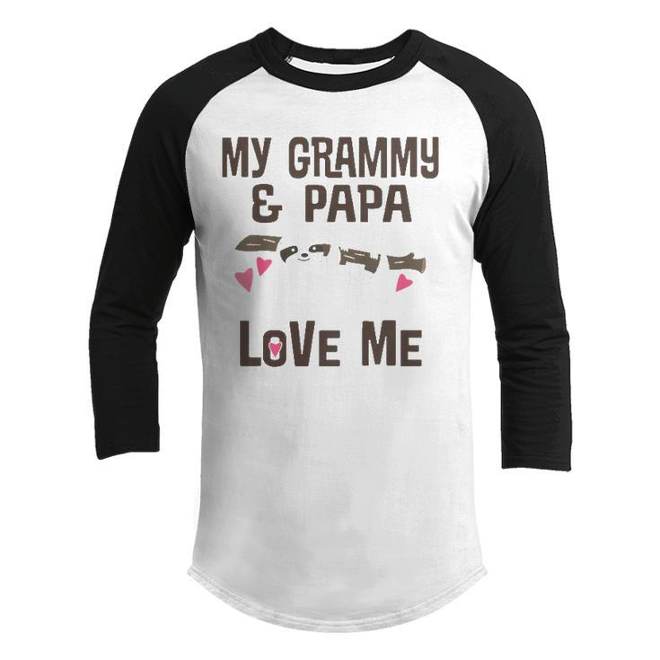 Kids My Grammy And Papa Love Me Granddaughter Sloth Youth Raglan Shirt