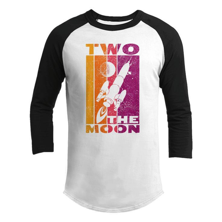 Kids Vintage Two The Moon 2 Year Old 2Nd Birthday Boys Girls  Youth Raglan Shirt