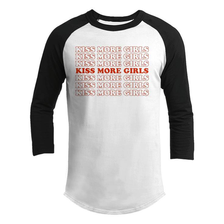 Kiss More Girls - Lesbian Bisexual Lgbtq Pride Month 2022  Youth Raglan Shirt