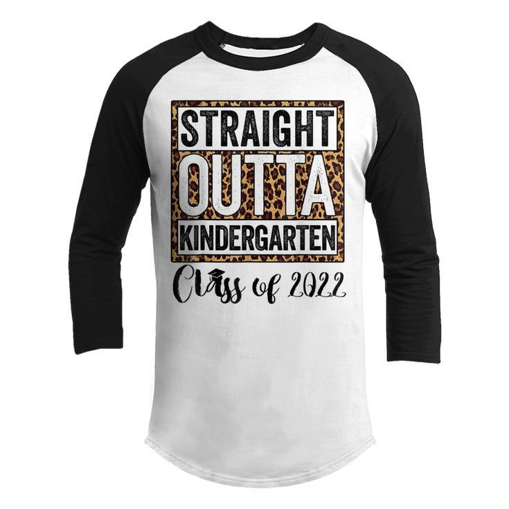 Leopard Straight Outta Kindergarten Kids 2022 Graduation  Youth Raglan Shirt