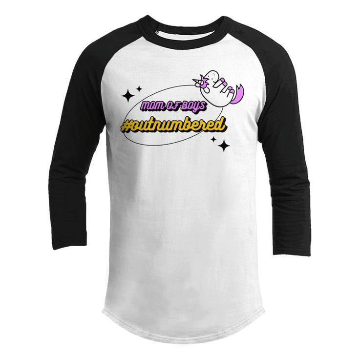 Mum Of Boys Outnumbered Unicorn Mothers Day Youth Raglan Shirt