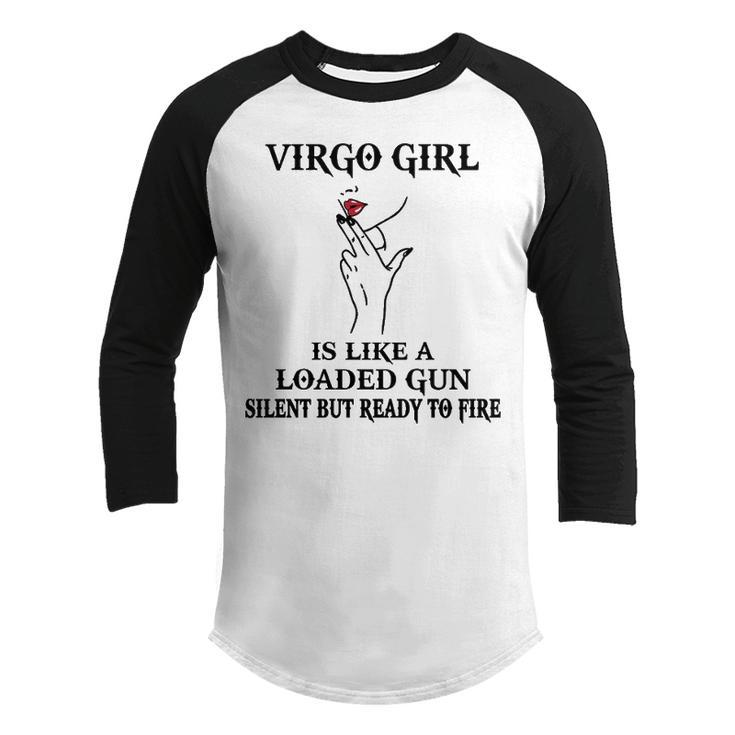 Virgo Girl Gift   Virgo Girl Is Like A Loaded Gun Youth Raglan Shirt