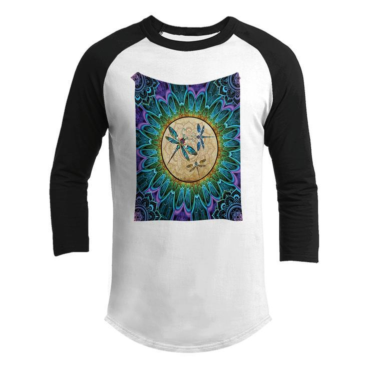 Dragonfly With Sunflowerfull Color Youth Raglan Shirt