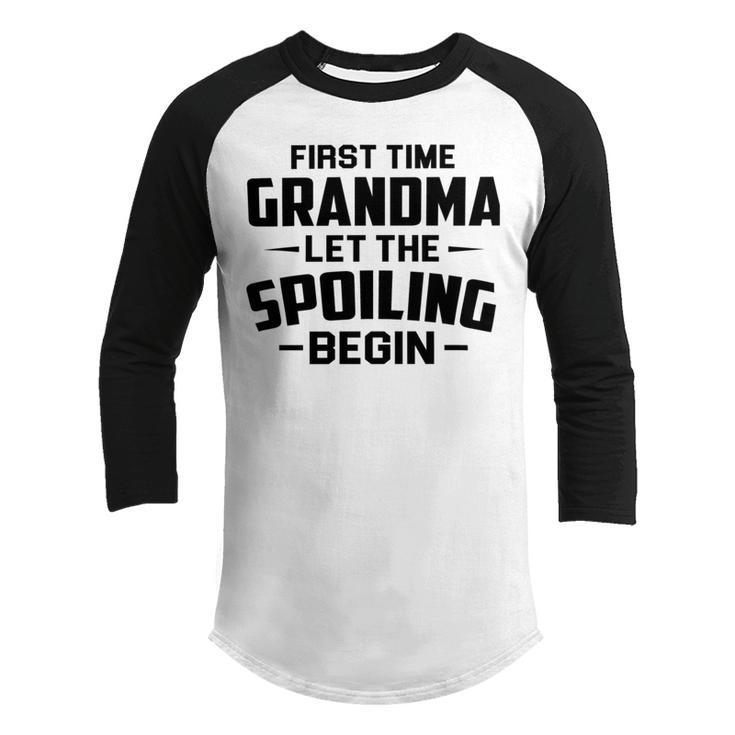 Grandma Let The Spoiling Begin Gift First Time Grandma Youth Raglan Shirt