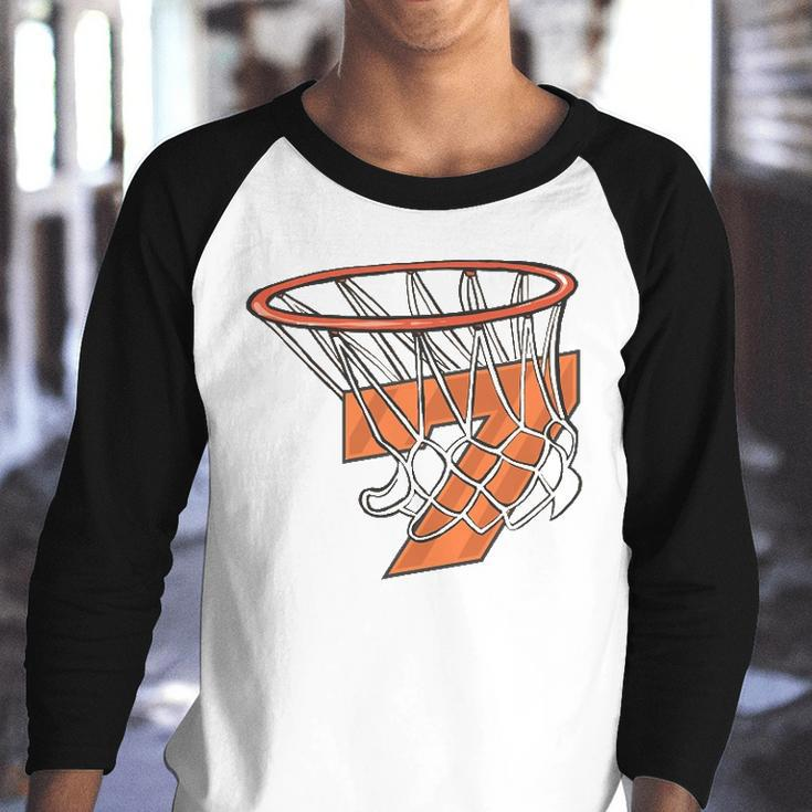 7Th Birthday Basketball 7 Years Old Kid For Birthday Party Youth Raglan Shirt