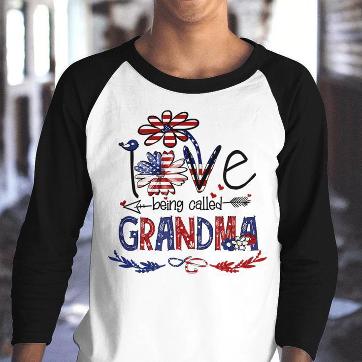 Being Called Grandma Sunflower Usa 685 Shirt Youth Raglan Shirt