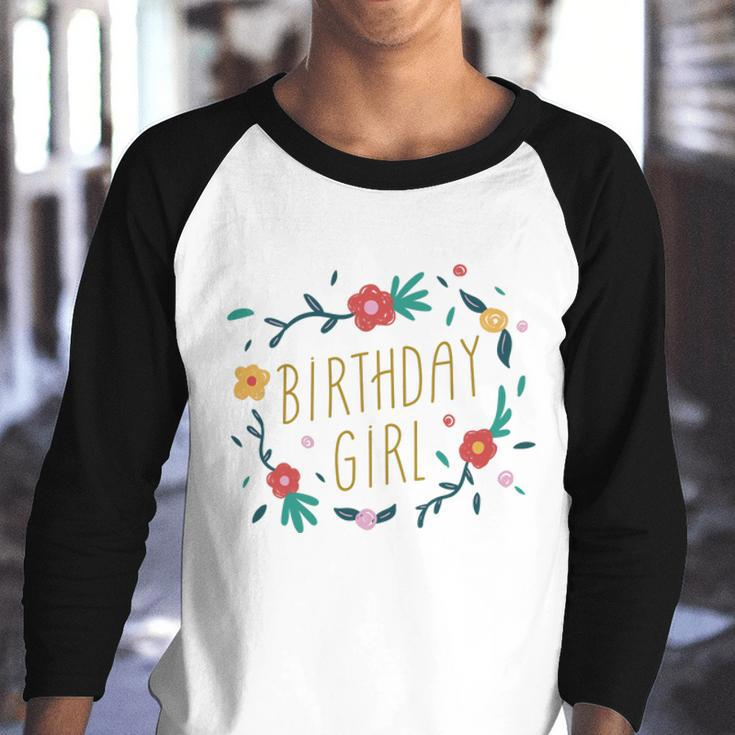 Birthday Girl Floral 1 V2 Youth Raglan Shirt