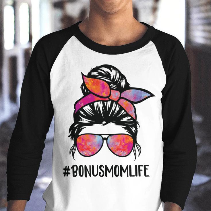 Bonus Mom Life Stepmom Mothers Day Messy Bun Hair For Woman V2 Youth Raglan Shirt