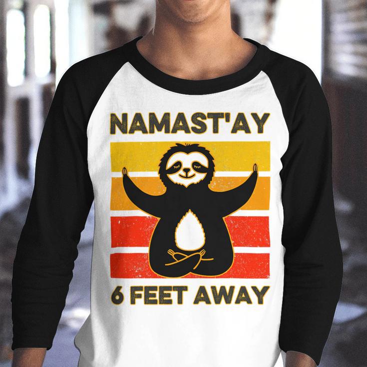 Funny Cute Sloth Yoga Namastay Social 863 Shirt Youth Raglan Shirt