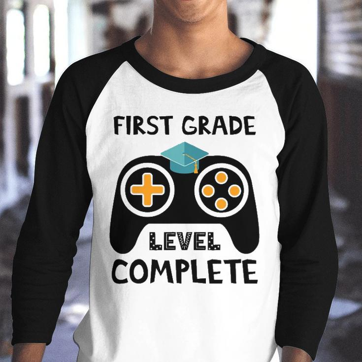 Funny First Grade Level Complete 2022 Last Day End Of School Youth Raglan Shirt