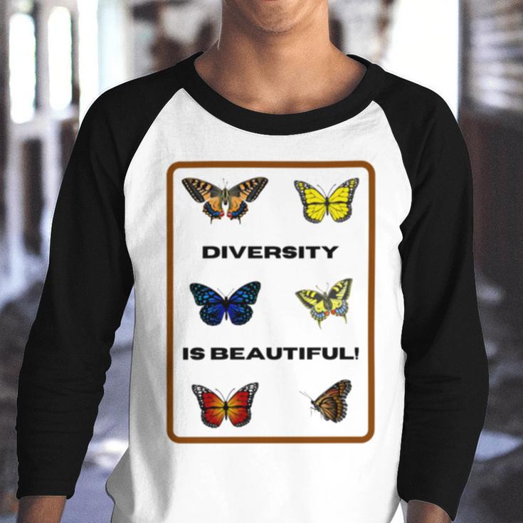 Funny The Butterfly Diversity Is Beatifull Tshirt Youth Raglan Shirt