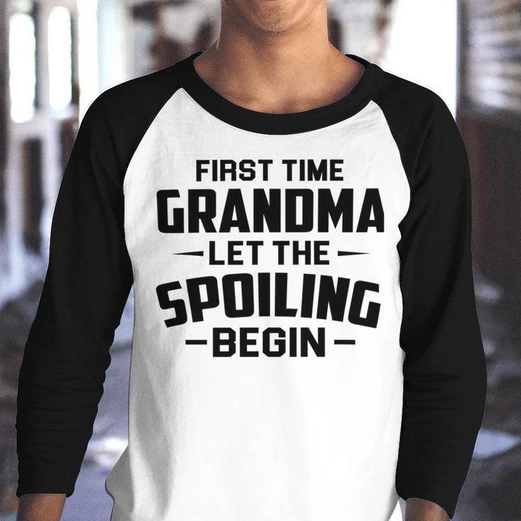 Grandma Let The Spoiling Begin Gift First Time Grandma Youth Raglan Shirt