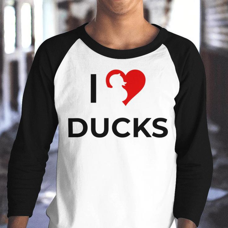 I Just Really Like Ducks Ok Youth Raglan Shirt