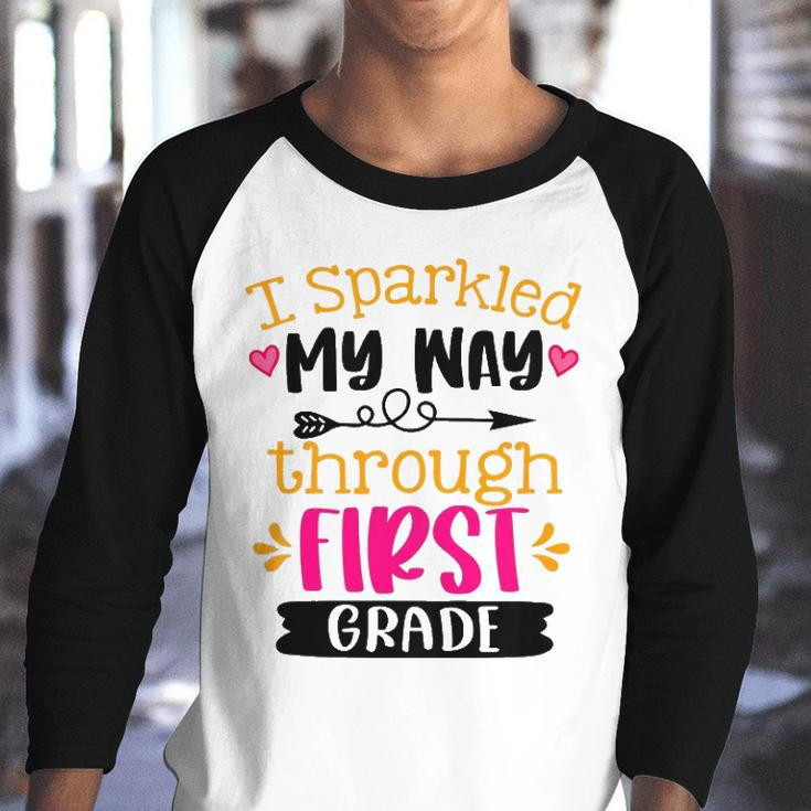 Kids I Sparkled My Way Through First Grade Last Day Of School Youth Raglan Shirt