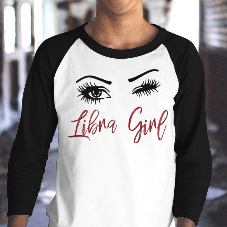 Libra Girl Gift Libra Girl Wink Eyes Youth Raglan Shirt