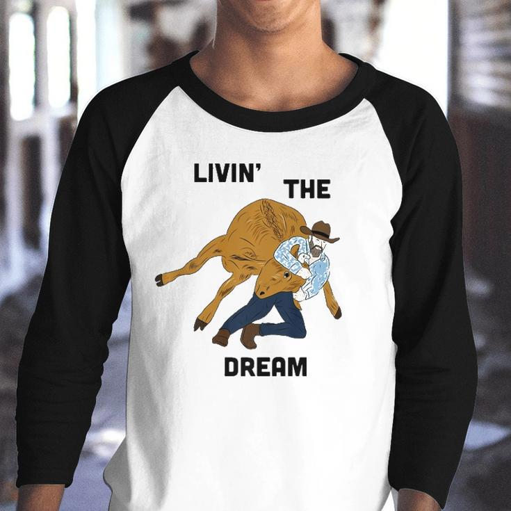 Livin The Dream Rodeo Cowboy Youth Raglan Shirt