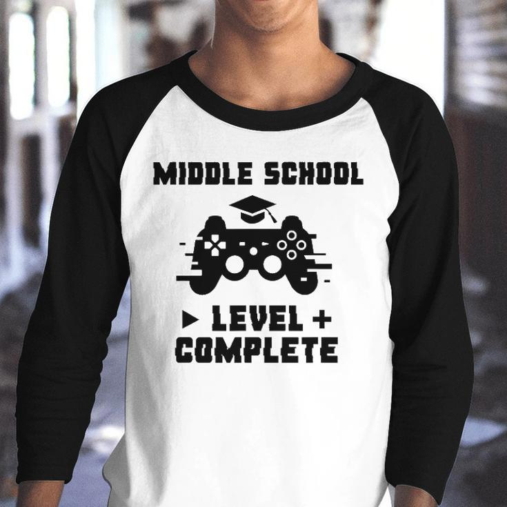 Middle School Level Complete Funny Video Gamer Graduation Youth Raglan Shirt