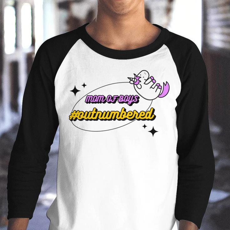 Mum Of Boys Outnumbered Unicorn Mothers Day Youth Raglan Shirt