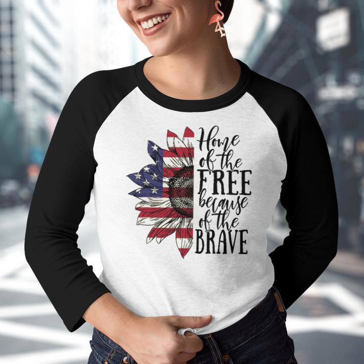 4Th Of July Sunflower Home Of The Free Because Of The Brave Youth Raglan Shirt