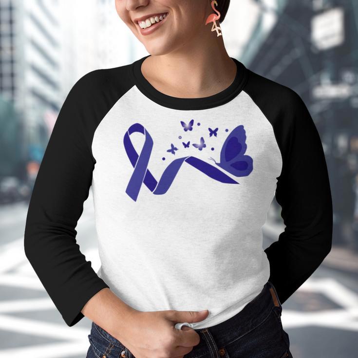 Alopecia Warrior Butterfly Blue Ribbon Alopecia Support Alopecia Awareness Youth Raglan Shirt