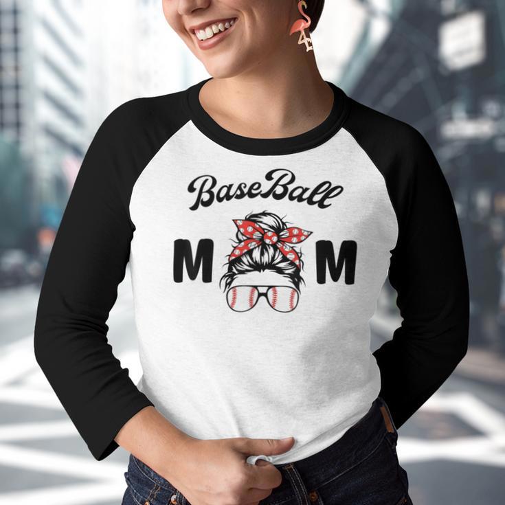 Bleached Baseball Mom Messy Bun Player Mom Mothers Day Youth Raglan Shirt