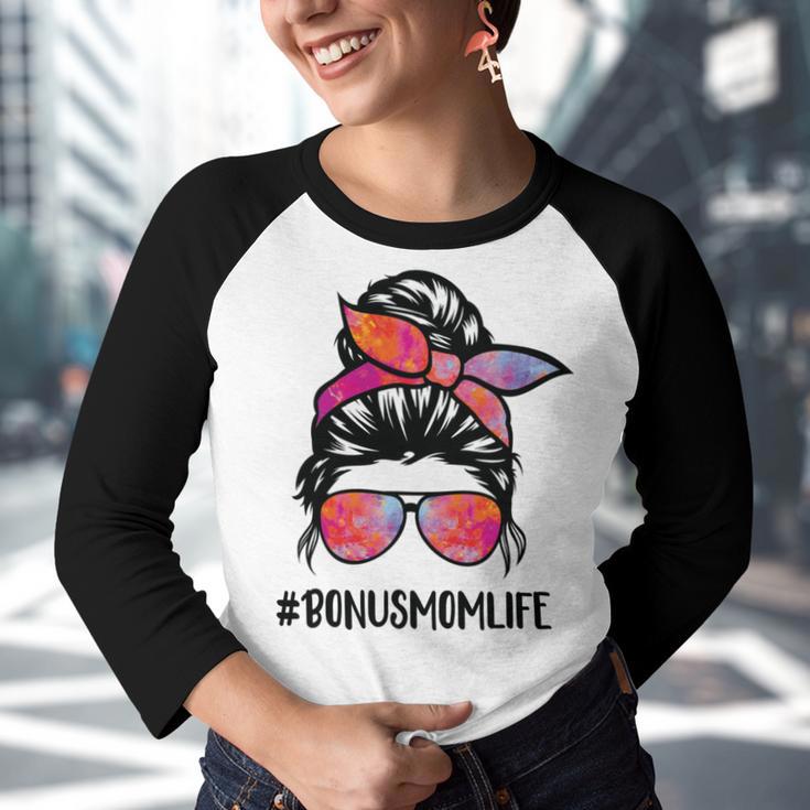 Bonus Mom Life Stepmom Mothers Day Messy Bun Hair For Woman V2 Youth Raglan Shirt