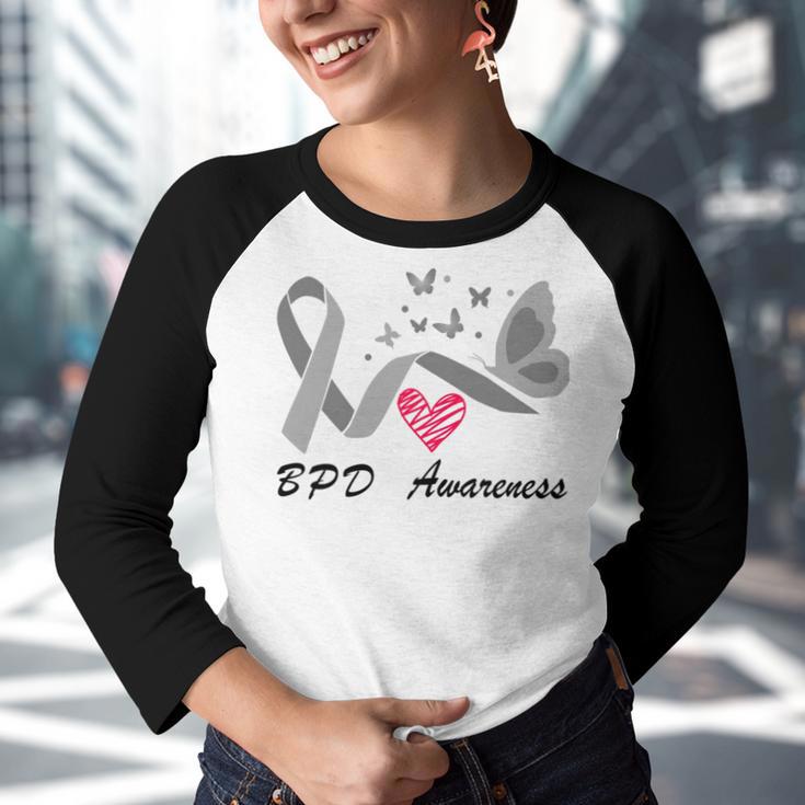 Borderline Personality Disorder Bpd Awareness Butterfly Grey Ribbon Borderline Personality Disorder Bpd Awareness Youth Raglan Shirt