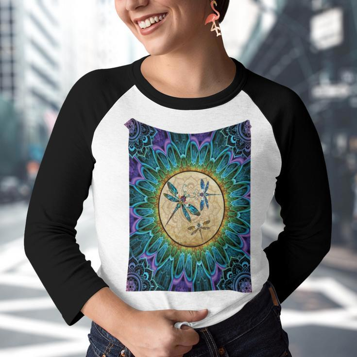 Dragonfly With Sunflowerfull Color Youth Raglan Shirt