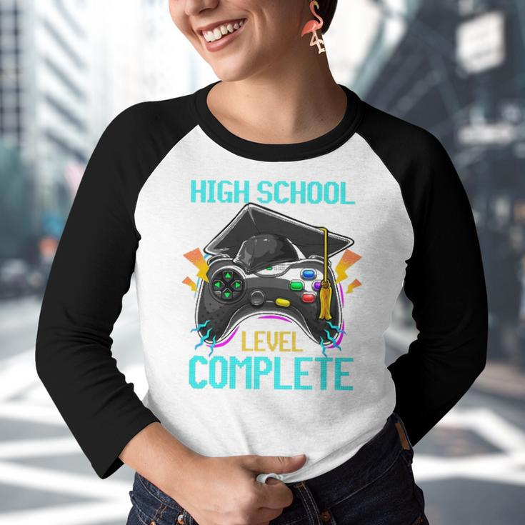 High School Level Complete Graduation 2022 Gamer Gift Youth Raglan Shirt