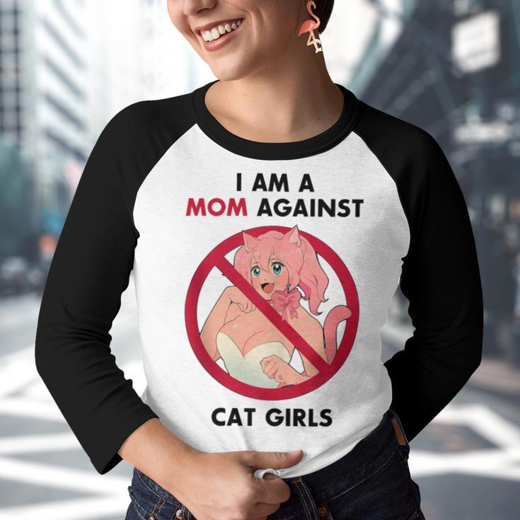 I Am A Mom Against Cat Girls V2 Youth Raglan Shirt