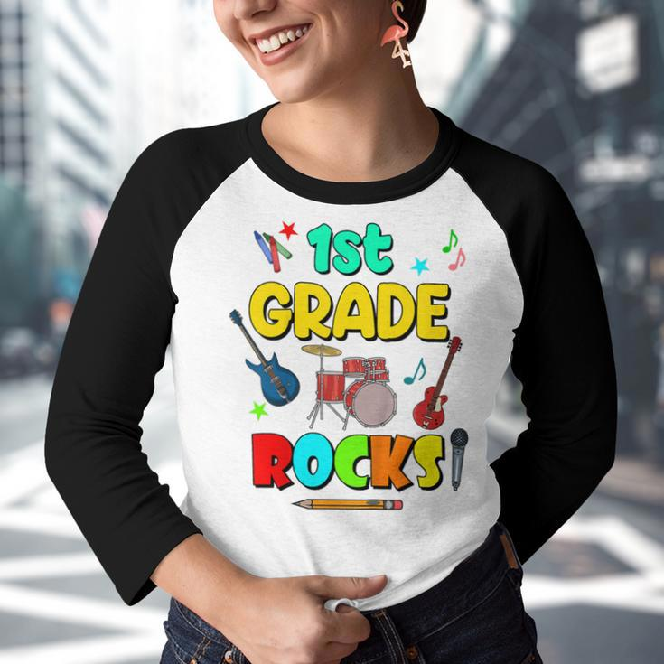 Kids 1St Grade Rocks Back To School Boys Girls 1St Day Of School Youth Raglan Shirt