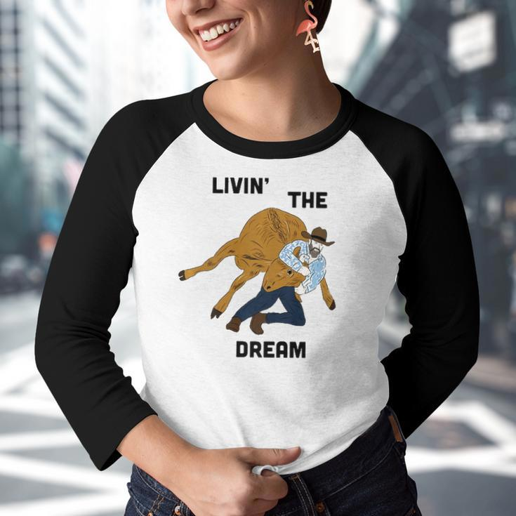 Livin The Dream Rodeo Cowboy Youth Raglan Shirt