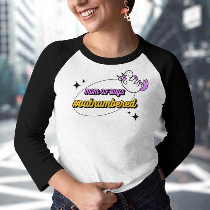 Mum Of Boys Outnumbered Unicorn Mothers Day Youth Raglan Shirt