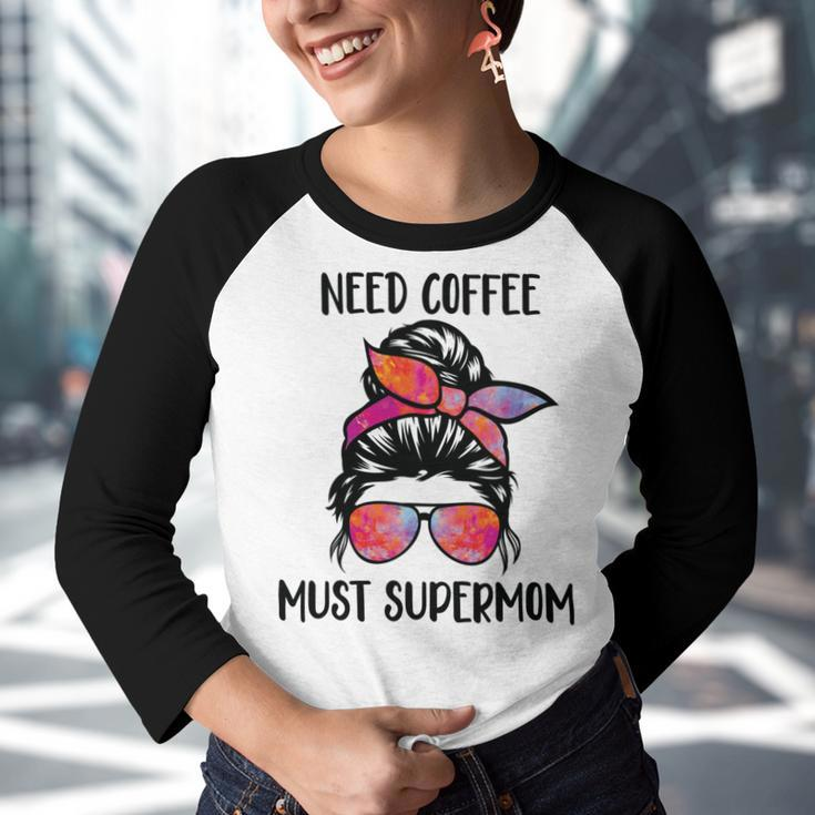 Need Coffee Must Supermom Youth Raglan Shirt