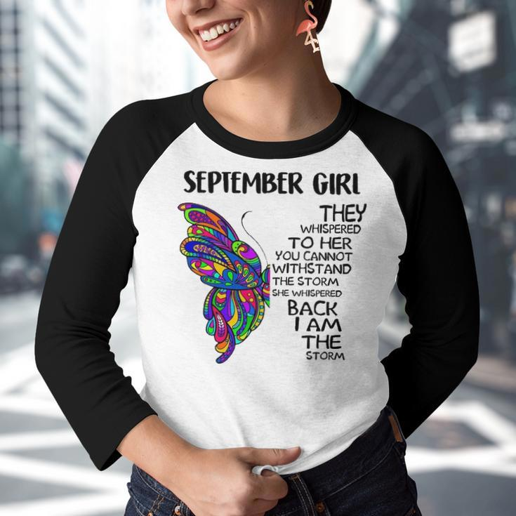 September Girl Birthday I Am The Storm Youth Raglan Shirt