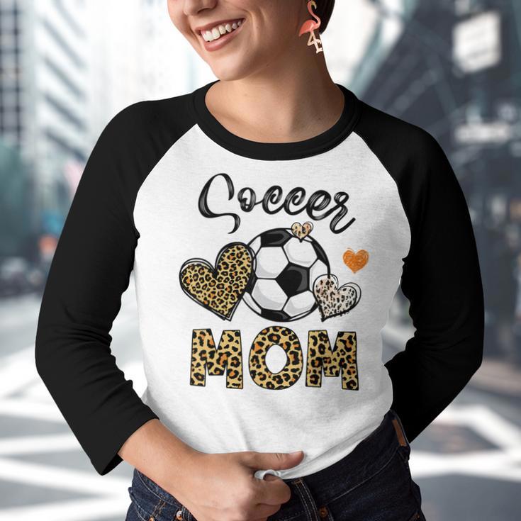 Soccer Mom Game Day Cheer Mom Leopard Mothers Day Youth Raglan Shirt