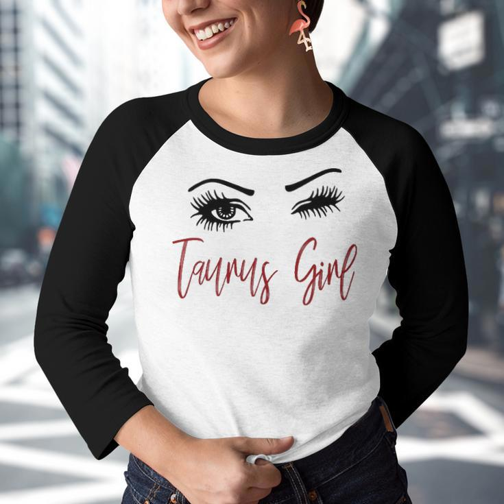 Taurus Girl Gift Taurus Girl Wink Eyes Youth Raglan Shirt