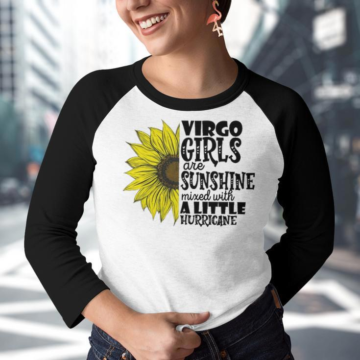 Virgo Girls Are Sunshine Mixed With A Little Hurricane V2 Youth Raglan Shirt