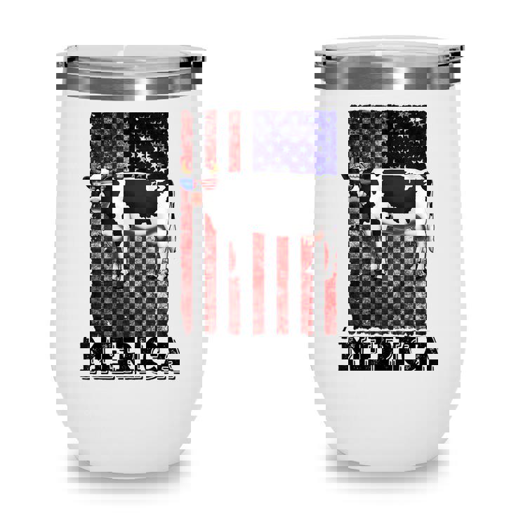 Cow Merica 4Th Of July Patriotic American  Wine Tumbler