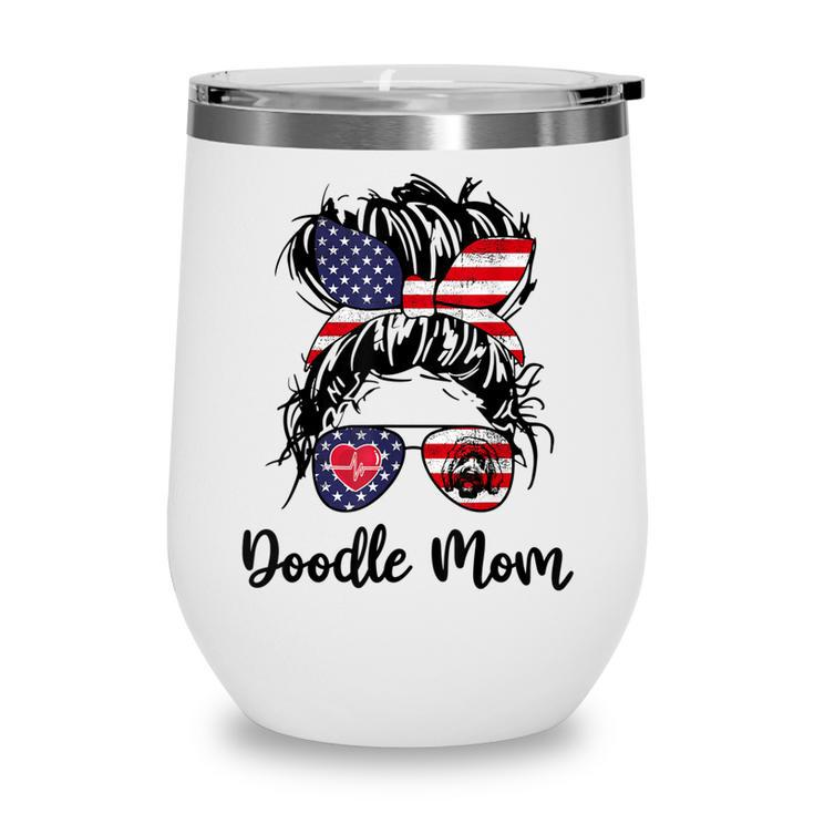 Doodle Mom Happy 4Th Of July American Flag Day  Wine Tumbler