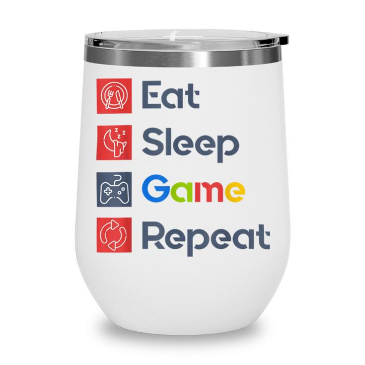 Eat Sleep Game Repeat Wine Tumbler