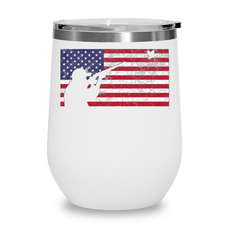 Fourth Of July 4Th American Flag Duck Hunting Geese Dad Usa   Wine Tumbler