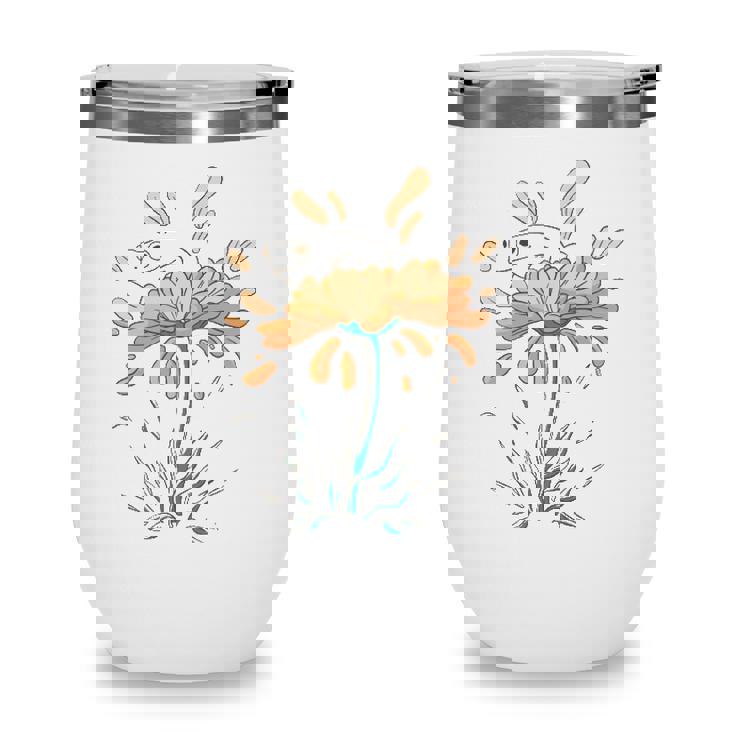 Frog On Flowers Nature Flower Leaves Petals Wine Tumbler
