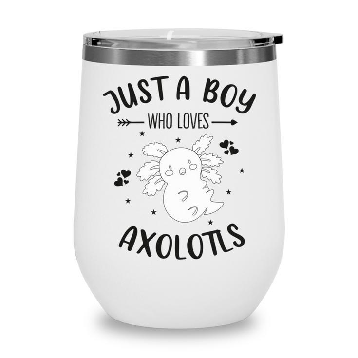 Funny Axolotl Quote Mexican Walking Fish Just A Boy Who Loves Axolotls Wine Tumbler