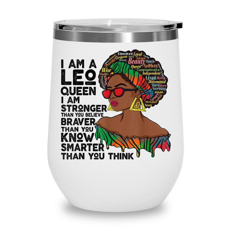 Proud Afro Leo Queen July August Birthday Leo Zodiac Sign  Wine Tumbler