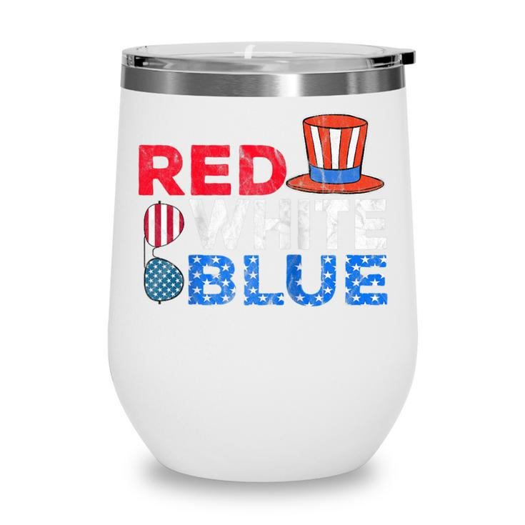 Red White Blue American Flag 4Th Of July Funny Gift Mom Dad  Wine Tumbler