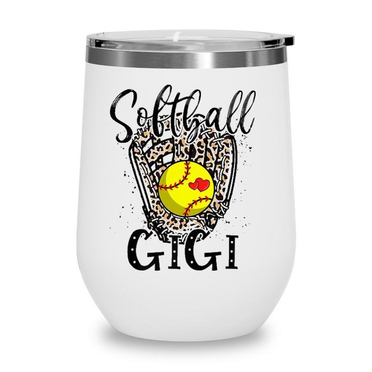 Softball Gigi Leopard Game Day Softball Lover Grandma Wine Tumbler