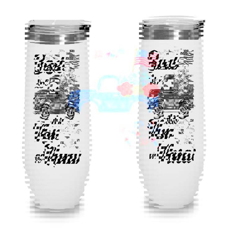 Women 4Th July American Flag Patriotic Blessed Mom Mamaw  Wine Tumbler