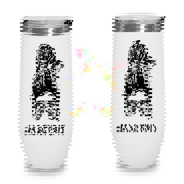 Women Lotus Massage Therapist Messy Bun Gift Wine Tumbler